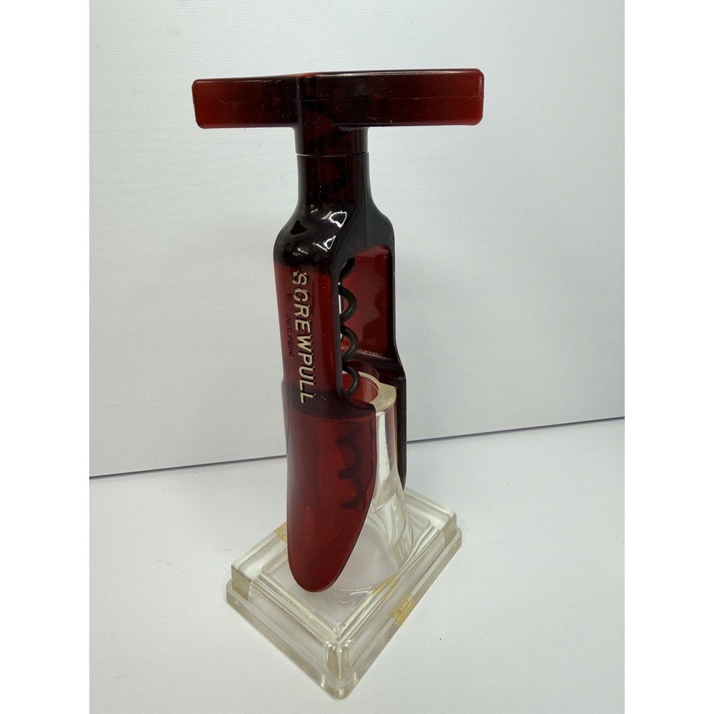 Vintage Brown Plastic Screwpull Corkscrew Wine Bottle Opener